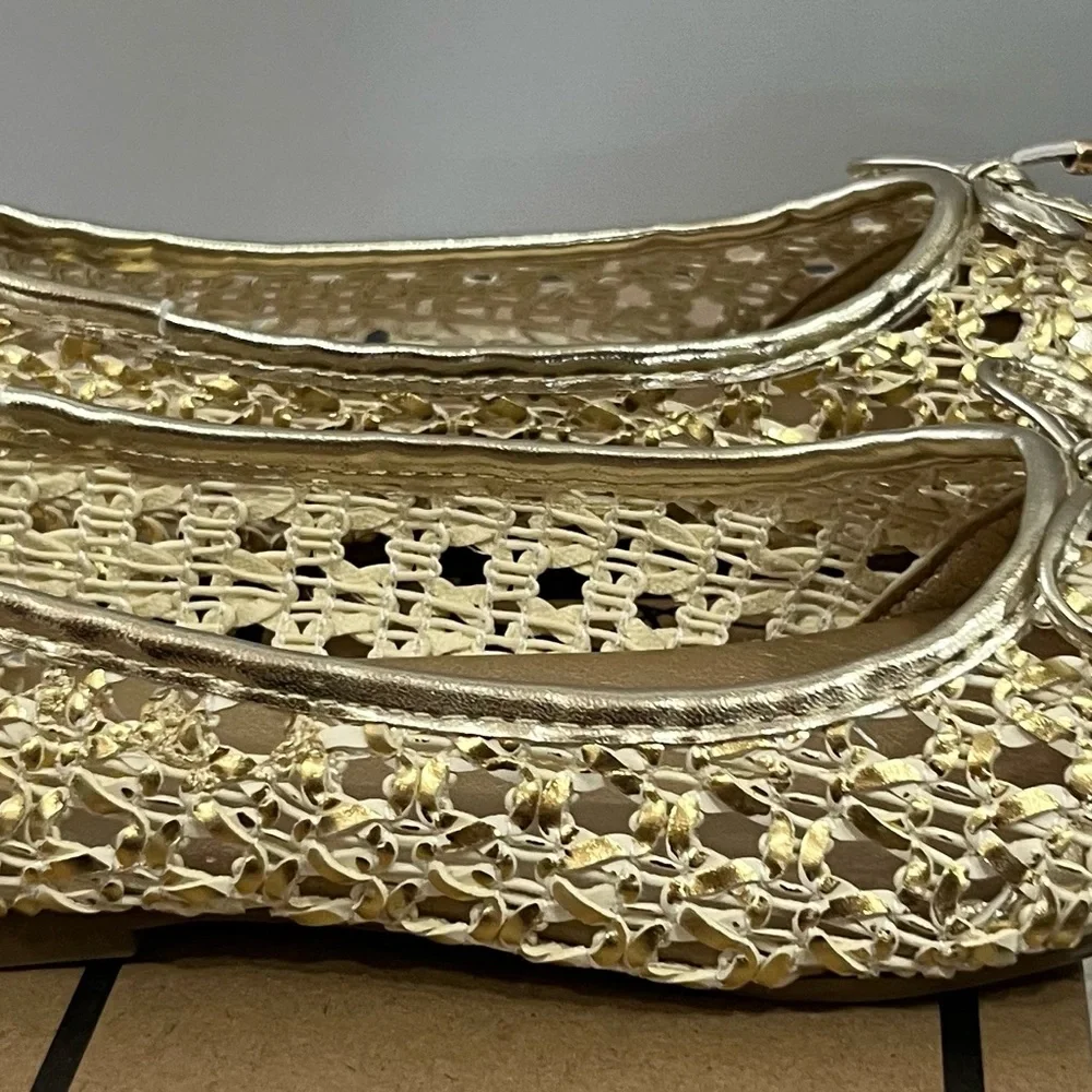 MIA Gold Metallic Woven Flats Girl’s shoes
